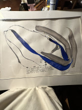 late-20th-century decorative abstract drawing titled “We Waited on The Dock”