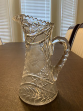 antique american brillant period cut glass crystal pitcher, 1900s