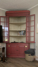 Very large solid pine pre-Civil War corner cabinet