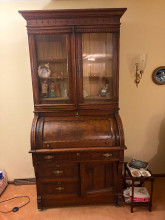 Alexander H Revell & Co rolltop desk with display case