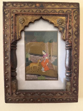Antique Indian Miniature Painting in Ornate Frame