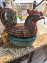 Hand-Painted Rooster Tureen