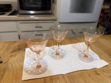 Vintage Pink Depression Glass Stemware